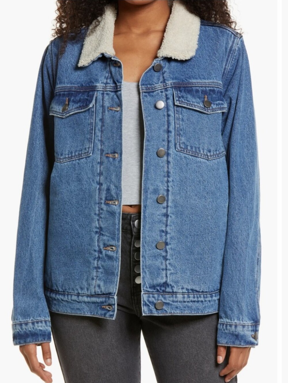 BP Oversized Trucker Shearling Sherpa Lined Denim Jacket Size XL